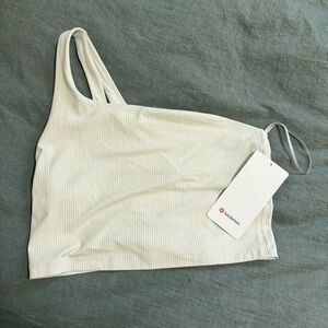 lululemon athletica Ribbed One-Shoulder Crop Top in Off-White